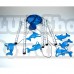 Clopotei de vant 5 tuburi,delfini,albastru,argintiu,40 cm